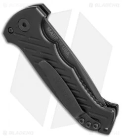 Gerber Auto 06 Automatic Knife S30V Drop Point (3.6" Black Serr) 0377 -Gerber Pro Knives.com Gerber Auto 06 DP black serr 0377 BHQ 1471 er side