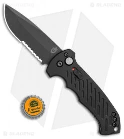 Gerber Auto 06 Automatic Knife S30V Drop Point (3.6" Black Serr) 0377 -Gerber Pro Knives.com Gerber Auto 06 DP black serr 0377 BHQ 1471 jr bottlecap