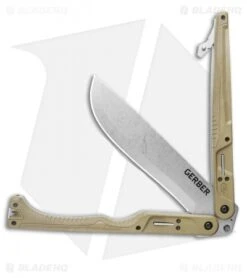 Gerber Doubledown QuadLock Folding Machete Knife Green (6.8" Stonewash) -Gerber Pro Knives.com Gerber Doubledown QuadLock Knife Green 6.75 Stonewash 30 001533N BHQ 105511 LS Opening