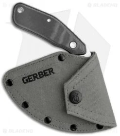 Gerber Downwind Ulu Fixed Blade Black G-10 (3.5" Satin) 30-001822 -Gerber Pro Knives.com Gerber Downwind Ulu Black G 10 SS BHQ 120851 jr sheath
