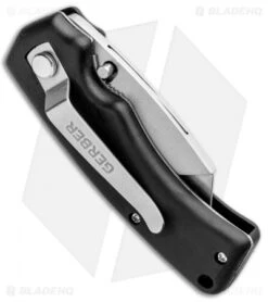 Gerber Edge TacHide 2-Pack Liner Lock Utility Razor Black (2.38" Satin) -Gerber Pro Knives.com Gerber Edge TacHide 2 Pack LL Utility Razor Black Satin BHQ 94116 jr side