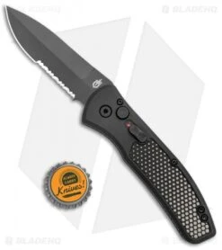 Gerber Empower Automatic Knife Black Armor Grip Serrated (3.25" Black) 30-001636 7 Gerber Empower Automatic Knife Black Armor Grip Serrated (3.25" Black) 30-001636 -Gerber Pro Knives.com Gerber Empower Auto Black Armor Grip Serr Black BHQ 112130 jr bottlecap