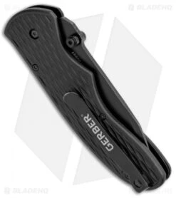 Gerber FAST Draw Tanto Knife Assisted Opening (3" Black Serr) -Gerber Pro Knives.com Gerber FAST Draw Tanto Assisted Opening Black Serr 31 001751 BHQ 15598 jr side