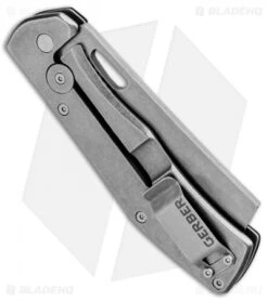 Gerber FlatIron Cleaver Frame Lock Knife Dark Gray Aluminum (3.5" Stonewash) -Gerber Pro Knives.com Gerber FlatIron Cleaver FL Black Aluminum SW 30 001494 BHQ 81134 jr side