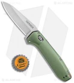 Gerber Highbrow Assisted Opening Knife Green Aluminum (3.3" SW) 30-001642 -Gerber Pro Knives.com Gerber Highbrow Assisted Opening Green Aluminum Satin BHQ 105480 jr bottlecap