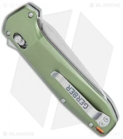 Gerber Highbrow Assisted Opening Knife Green Aluminum (3.3" SW) 30-001642 -Gerber Pro Knives.com Gerber Highbrow Assisted Opening Green Aluminum Satin BHQ 105480 jr side