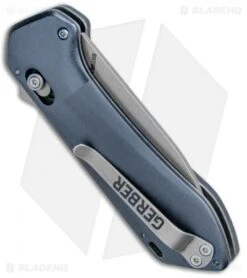 Gerber Highbrow Compact A/O Spring Assisted Knife Blue (2.8" Stonewash) -Gerber Pro Knives.com Gerber Highbrow Compact A O SA Blue SW 30 001520N BHQ 94151 jr side
