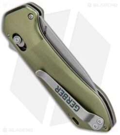Gerber Highbrow Compact Spring Assisted Knife Green (2.8" Stonewash) -Gerber Pro Knives.com Gerber Highbrow Compact A O SA Green SW 30 001526N BHQ 94156 jr side