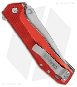 Gerber Index Liner Lock Knife Red Aluminum (3.3" Satin) 30-001355 -Gerber Pro Knives.com Gerber Index red aluminum satin 30 001355 BHQ 67399 er side