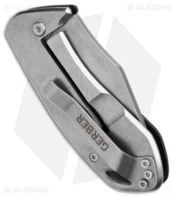 Gerber Kettlebell Frame Lock Knife Gray Al (2.5" Stonewash) 30-001496 -Gerber Pro Knives.com Gerber Kettlebell FLK Gray Al 2in SW BHQ 81312 td side
