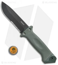 Gerber LMF II ASEK Combat Fixed Blade Combat OD Green (4.8" Black Serr) 1627 -Gerber Pro Knives.com Gerber LMF II Infantity Combat Combat OD Green Black Serr GER22 01627G BHQ 72470 jr bottlecap