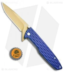 Gerber One-Flip Liner Lock Knife Blue Aluminum (3.2" Gold) 30-001354 -Gerber Pro Knives.com Gerber One Flip LL Blue Alum Gold 30 001354 BHQ 67405 jr bottlecap 2