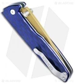 Gerber One-Flip Liner Lock Knife Blue Aluminum (3.2" Gold) 30-001354 -Gerber Pro Knives.com Gerber One Flip LL Blue Alum Gold 30 001354 BHQ 67405 jr side 2