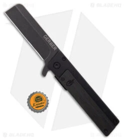Gerber Quadrant Frame Lock Knife Black Bamboo (2.8" Black Stonewash) -Gerber Pro Knives.com Gerber Quadrant Frame Lock Knife Black Bamboo Black Stonewash BHQ 179087 kc bottlecap